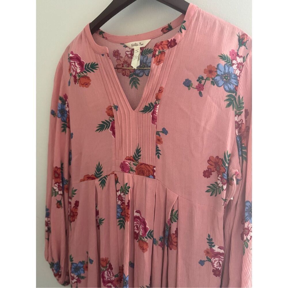 Matilda Jane Let’s Go Out Peach Floral Pleated Dress- small - Picture 2 of 7